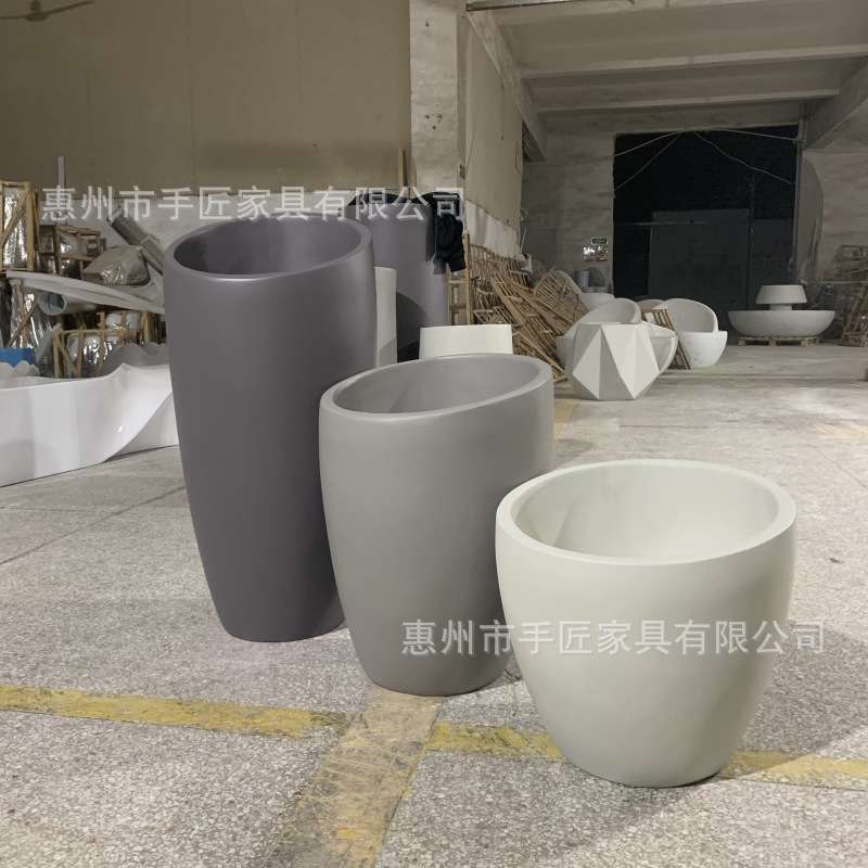 户外玻璃钢斜口花盆组合商超酒店别墅种植花钵落地式室内景观摆件