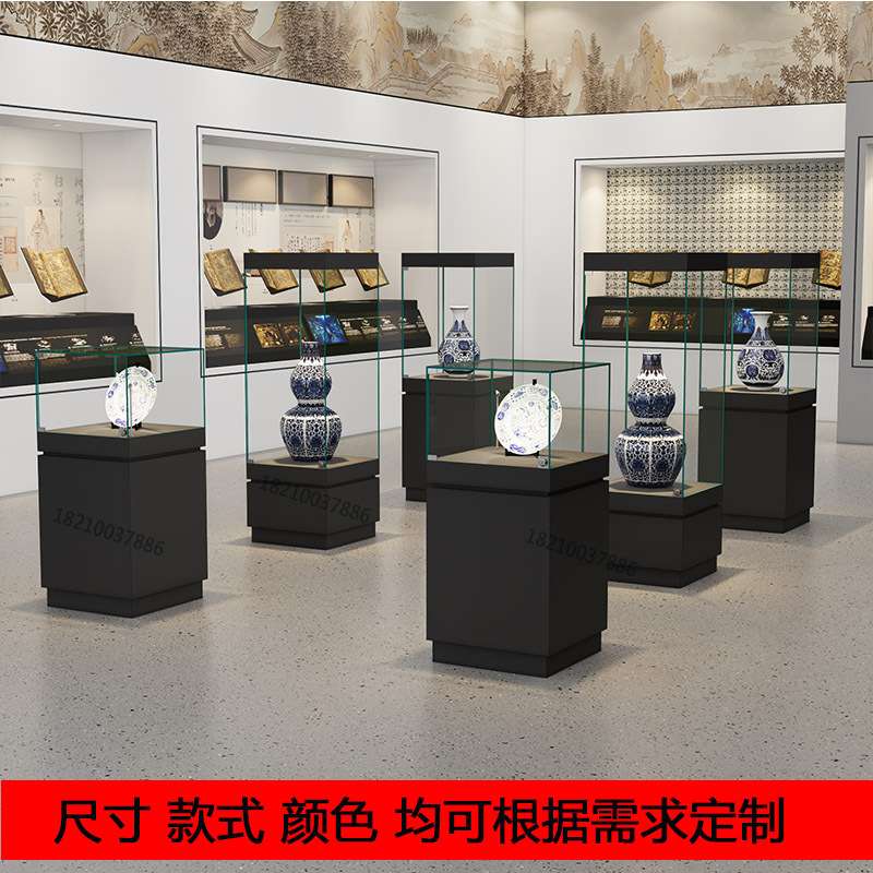 木质玉器珠宝文物展柜博物馆展台陈列柜古董文物玻璃展示柜产品柜