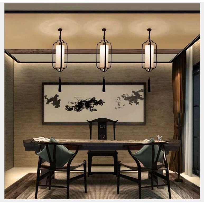 新中式餐厅吊灯仿古现代简约LED餐吊灯饰创意厨房吧台茶楼梯灯具