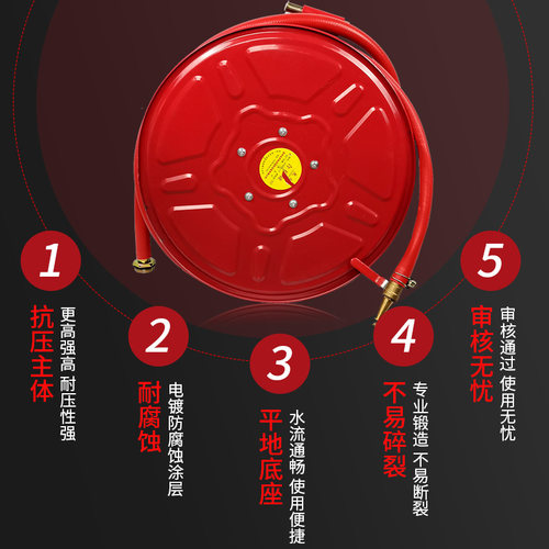 消防卷盘软管20/25/30米消火栓箱套装消防水带卷盘箱子水管65国标