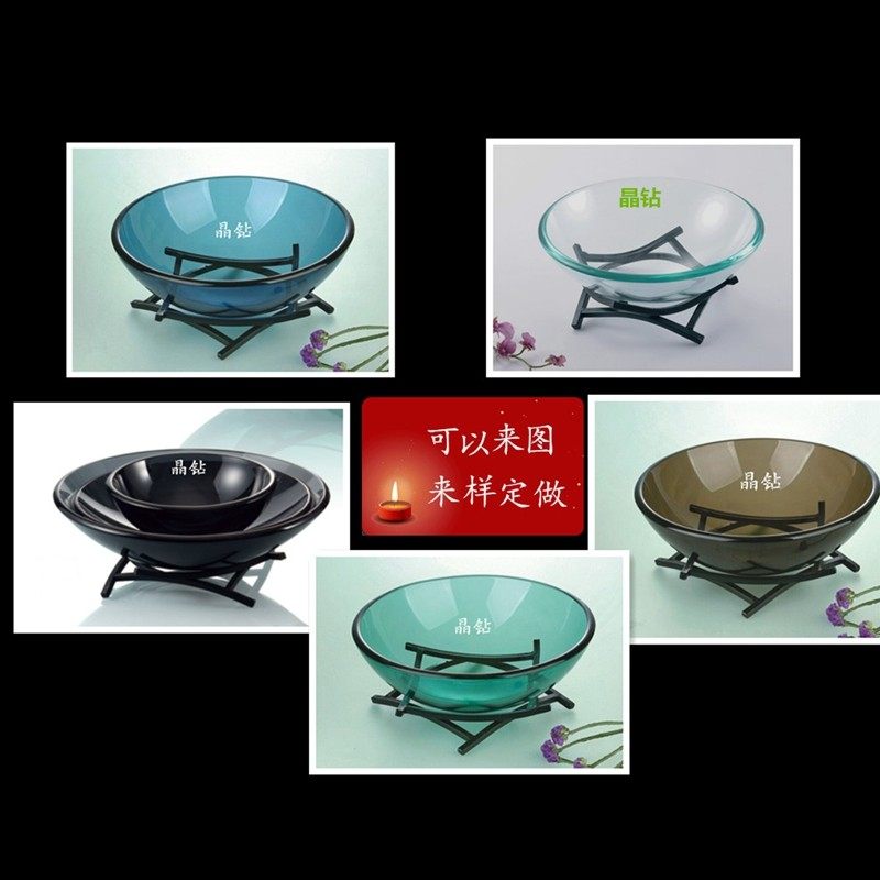 玻璃自助餐厅餐具器皿水果盘酒店早餐展示盘沙拉盘水果商用带架子