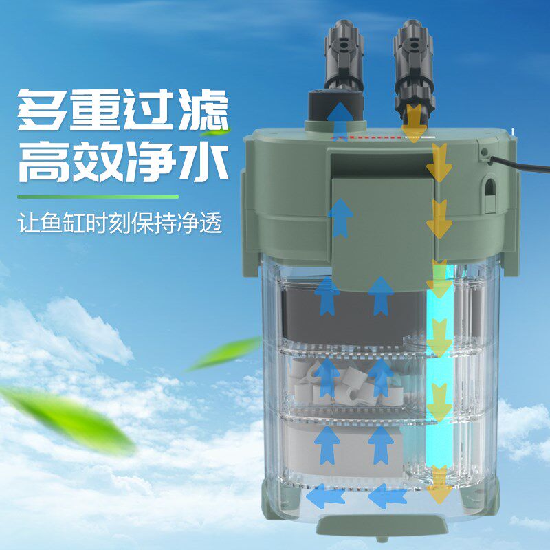 创星CFS801过滤桶鱼缸滤筒 鱼缸过滤桶UV杀菌灯 ATMAN过滤器CF120