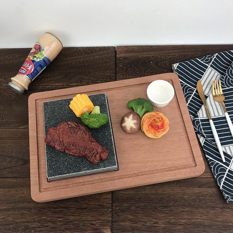 耐高温花岗石板牛排盘火山岩石烤盘石板烧烤盘酒店餐厅西餐牛扒盘