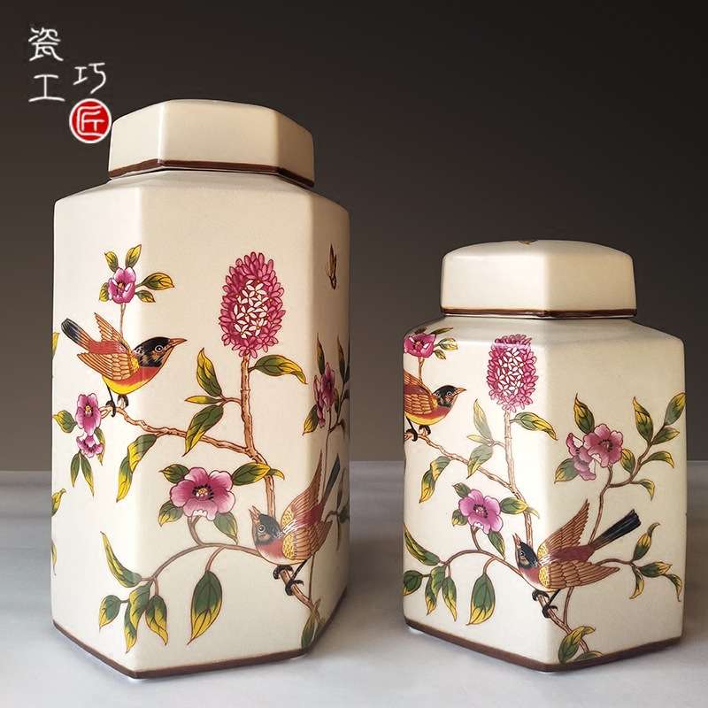 陶瓷欧式现代新中式陶瓷罐摆件创意软装样板房酒柜家居摆设