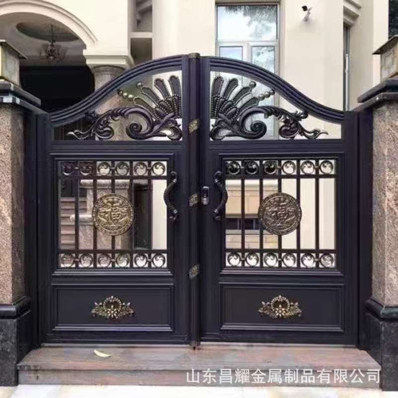 厂家制定欧式铝艺大门别墅庭院双开门 农村自建房高档铝合金大门