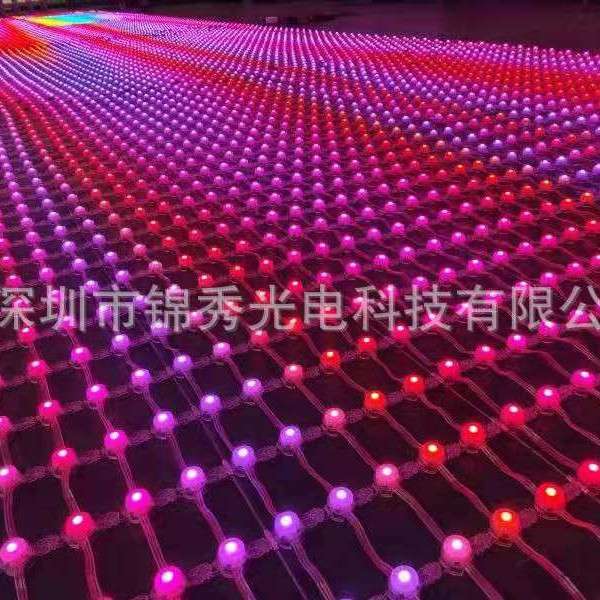 爆款led点光源网格屏led亮化卷帘屏钢丝固定防水镂空led通透屏