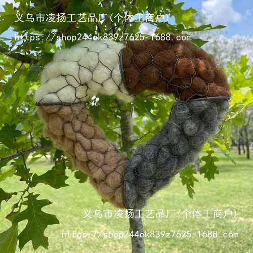 TK畅销新Handmade Alpaca Fiber Bird Nesting Heart鸟巢心形摆件