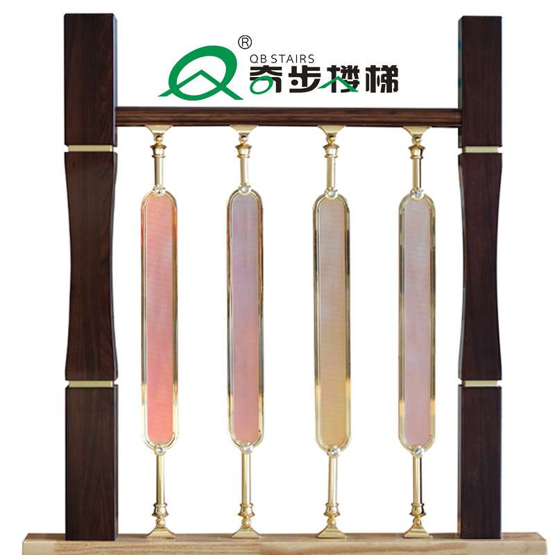 轻奢铝镁合金立柱扶手浪漫高端别墅电镀+玻璃不变色耐用