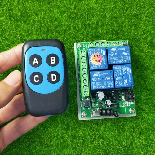 蓝色4键小遥控DC12V24V四路LED灯具电源门禁车尾板喇叭开关控制器