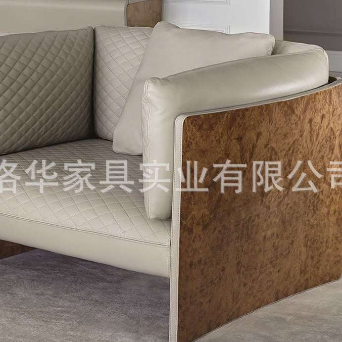 奶油风格客厅别墅港式轻奢意式极简现代简约家用直排靠背皮艺沙发