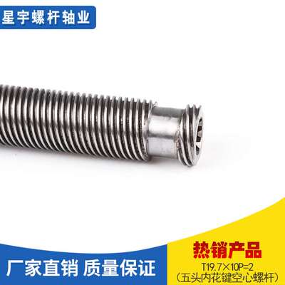厂家定款制加工螺纹丝柱T19.7×10P=2螺柱 五头内花键空心螺杆