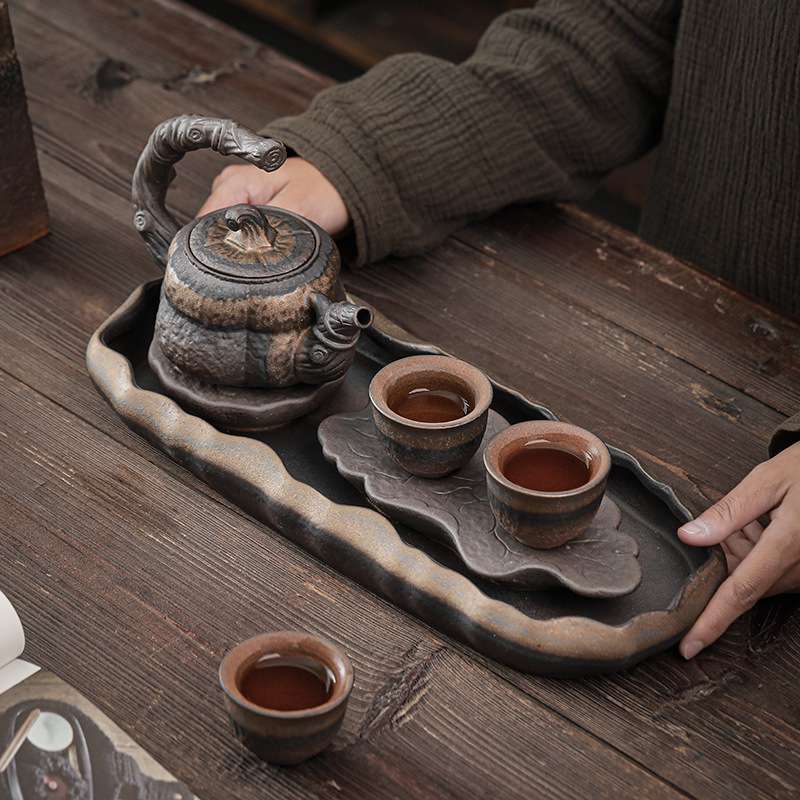 厂家 粗陶干泡茶台储水小茶盘简约茶具家用壶承现代轻奢托盘