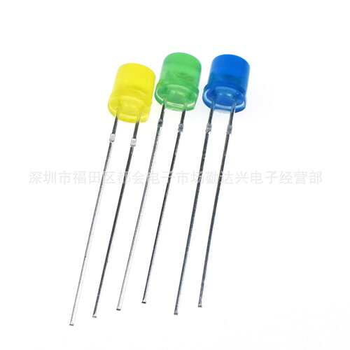 f5平头5mm红发红光红灯黄光绿蓝灯指示灯直插式led灯珠发光二极管