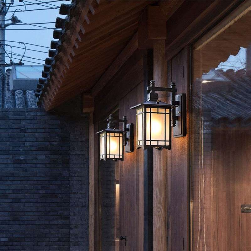 室外复古太阳能中式户外壁灯防水庭院灯门柱灯花园别墅阳台外墙灯