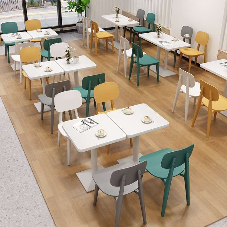 北欧休闲小吃店汉堡店奶茶店桌椅快餐店咖啡厅甜品店塑料桌椅组合