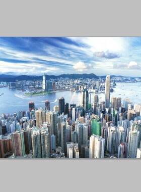 香港夜景大尺寸无框画 城市全景巨幅装饰画 定做酒吧卡拉ok背景画
