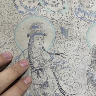 榆林三窟西壁壁画 文殊普贤菩萨经变图 微喷画稿临摹学习线稿装饰