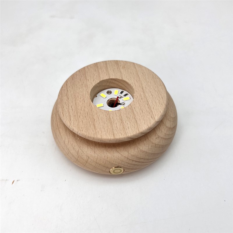 创意发光水晶球摆件底座LED灯充电触控小夜灯usb接口黑胡桃木底座