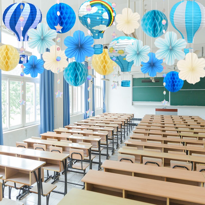 圣诞节节日夏季装饰教室商场门店美陈布置清新浪漫花朵吊饰橱窗挂