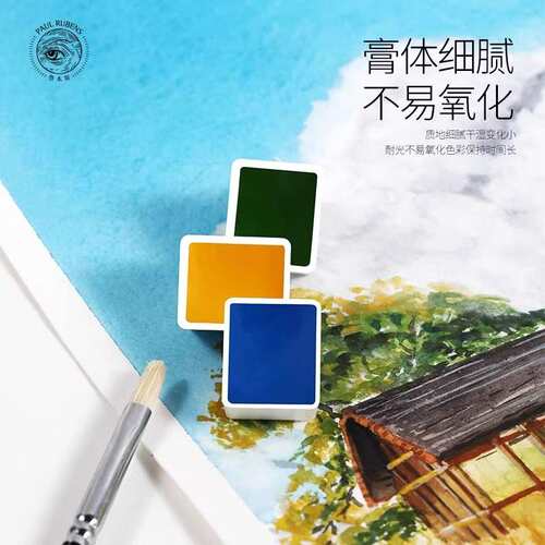 鲁本斯敲美透明24色固体水彩颜料套装初学者美术生专业水彩水粉
