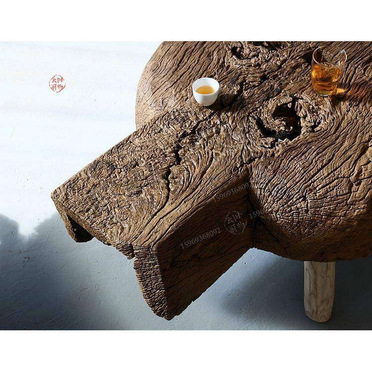 实木茶桌 沙发边几 禅意日式木桌 云南风化木茶台 阳台花园装饰