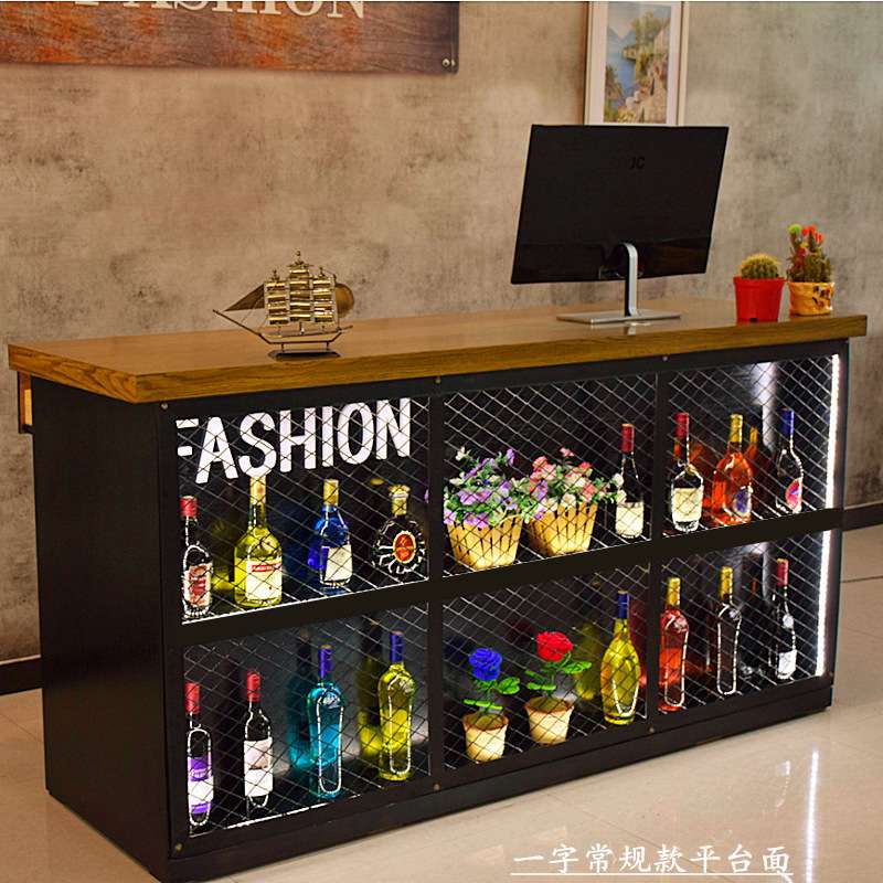 工业风奶茶店复古收银台 转角柜台酒吧吧台餐厅饭店服装店前台桌