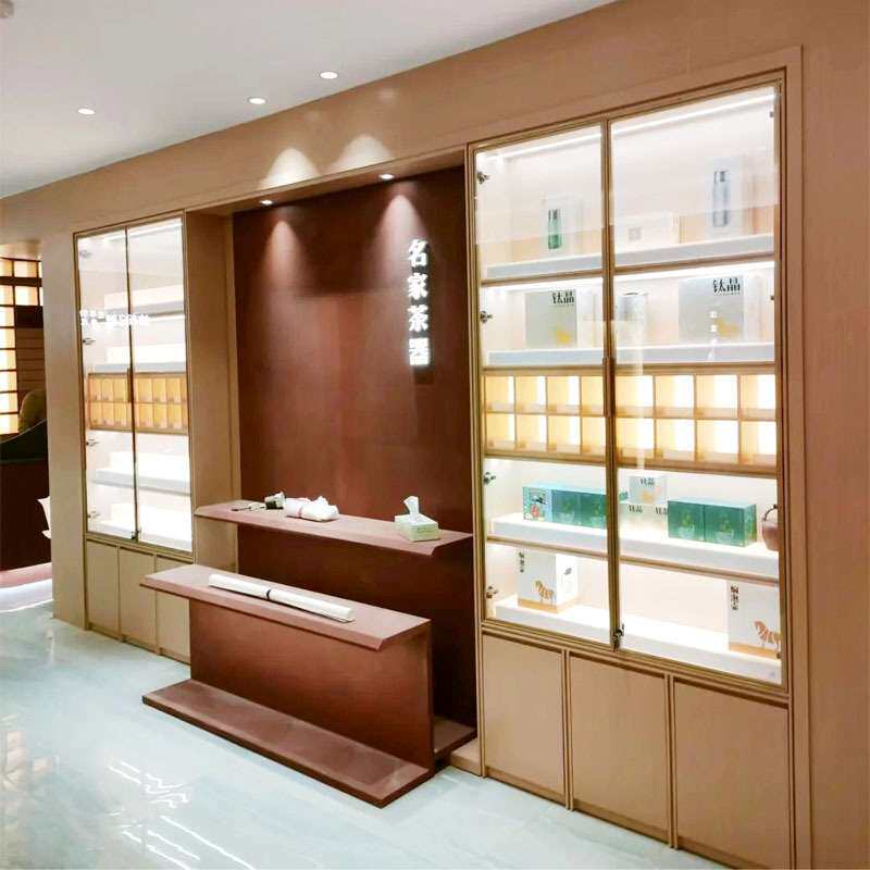 复古茶具展示柜陈列柜 冷藏保鲜酒柜展示柜 带灯格子展示柜壁柜