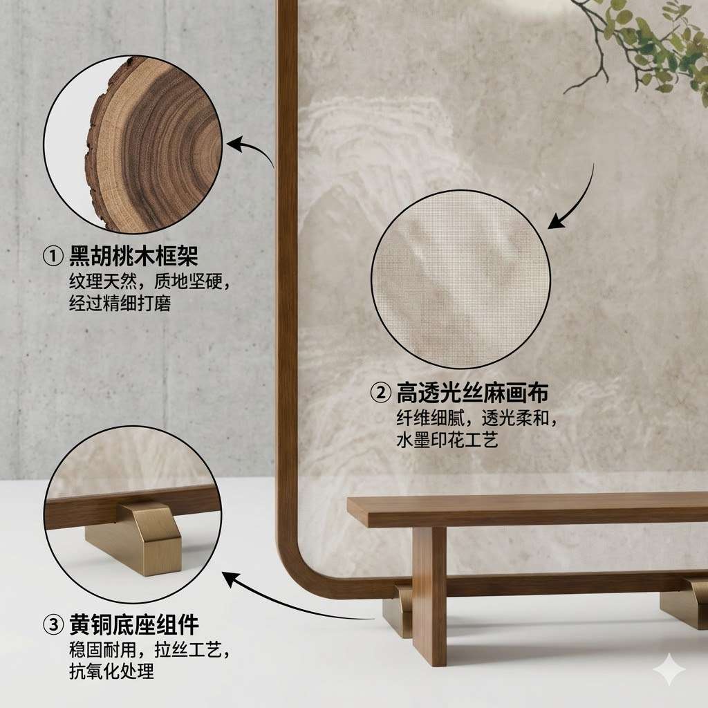 中式竹子屏风可移动入户玄关隔断正对门客厅实木禅意遮挡卧室挡床