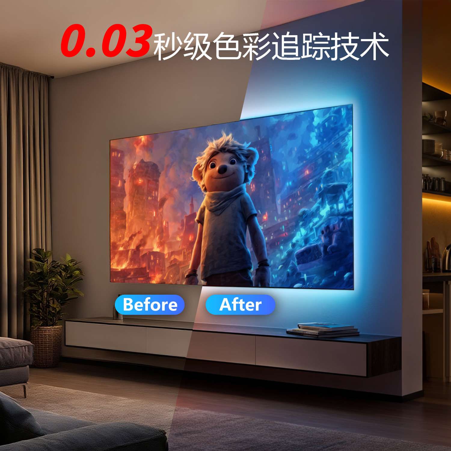 led电视灯条tv背景灯带屏氛围灯同屏追光氛围幻彩同步电视灯