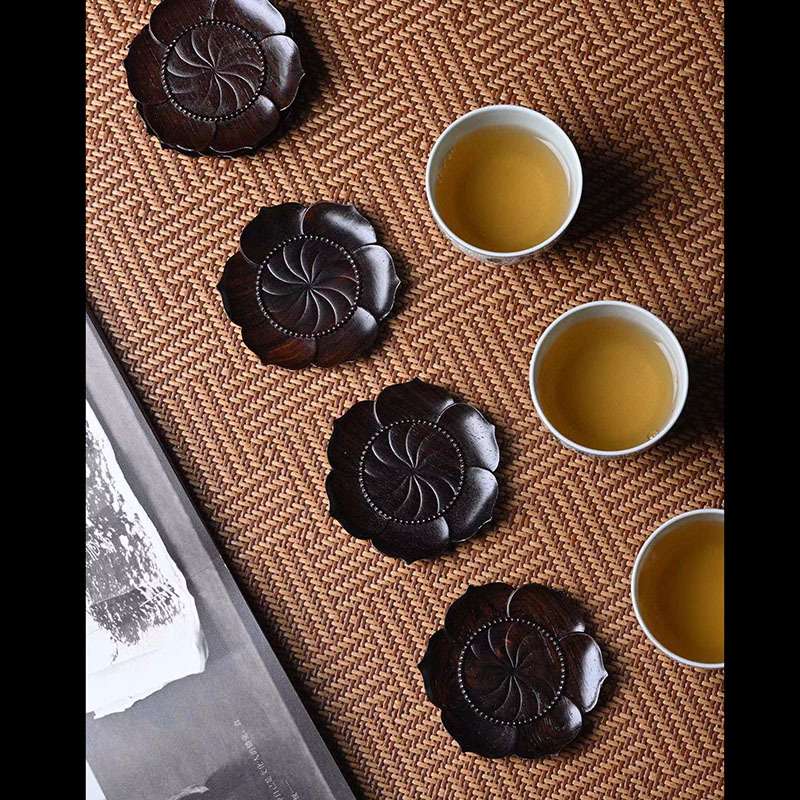 紫光檀尖梅花杯垫隔热防烫茶壶垫子茶道配件耐高温茶杯壶承垫