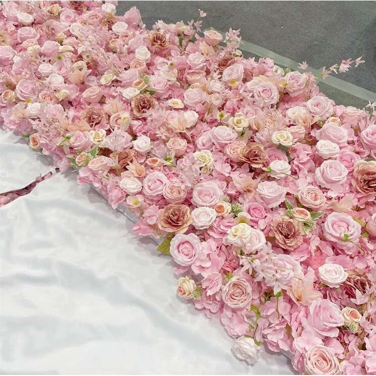 跨境布底花墙婚庆背景打卡网红墙仿真花玫瑰户外仿真花墙来图制作