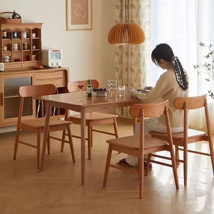 轩木实木餐桌小户型全实木饭桌樱桃木家具现代简约韩式餐桌椅组合