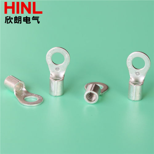 RNB3.5-6镀锡圆形裸铜线耳冷压接线端子头铜鼻子RNB4-6O型端头