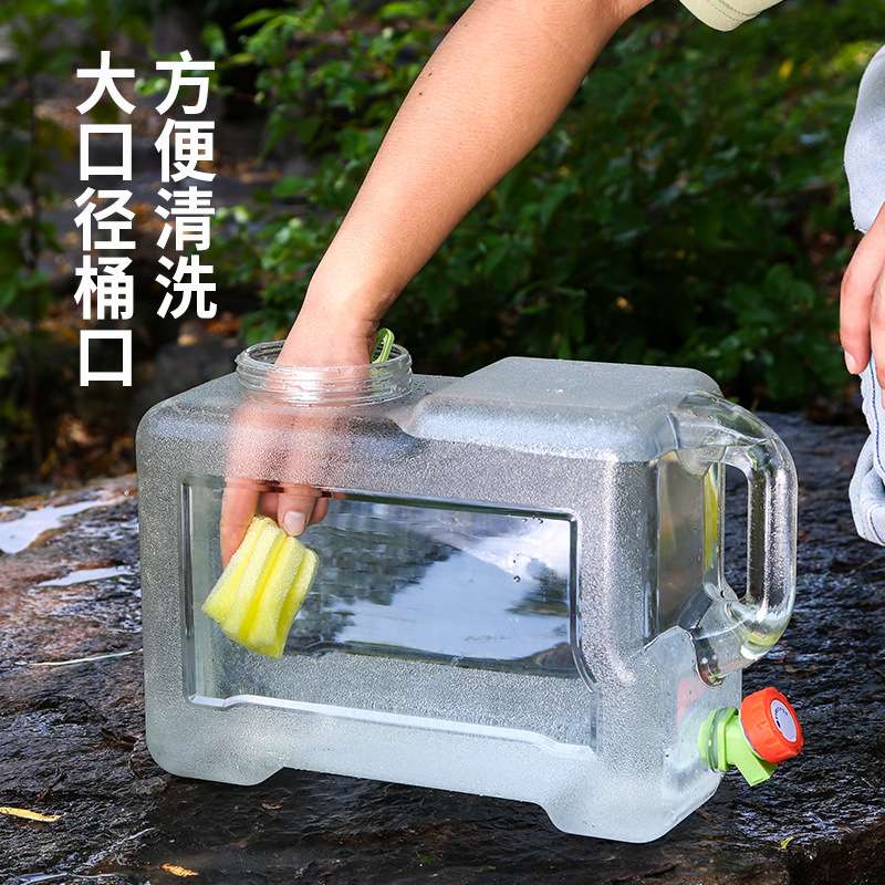 12升透明方桶户外露营车载自驾游带龙头储水桶家用饮水桶纯净水桶