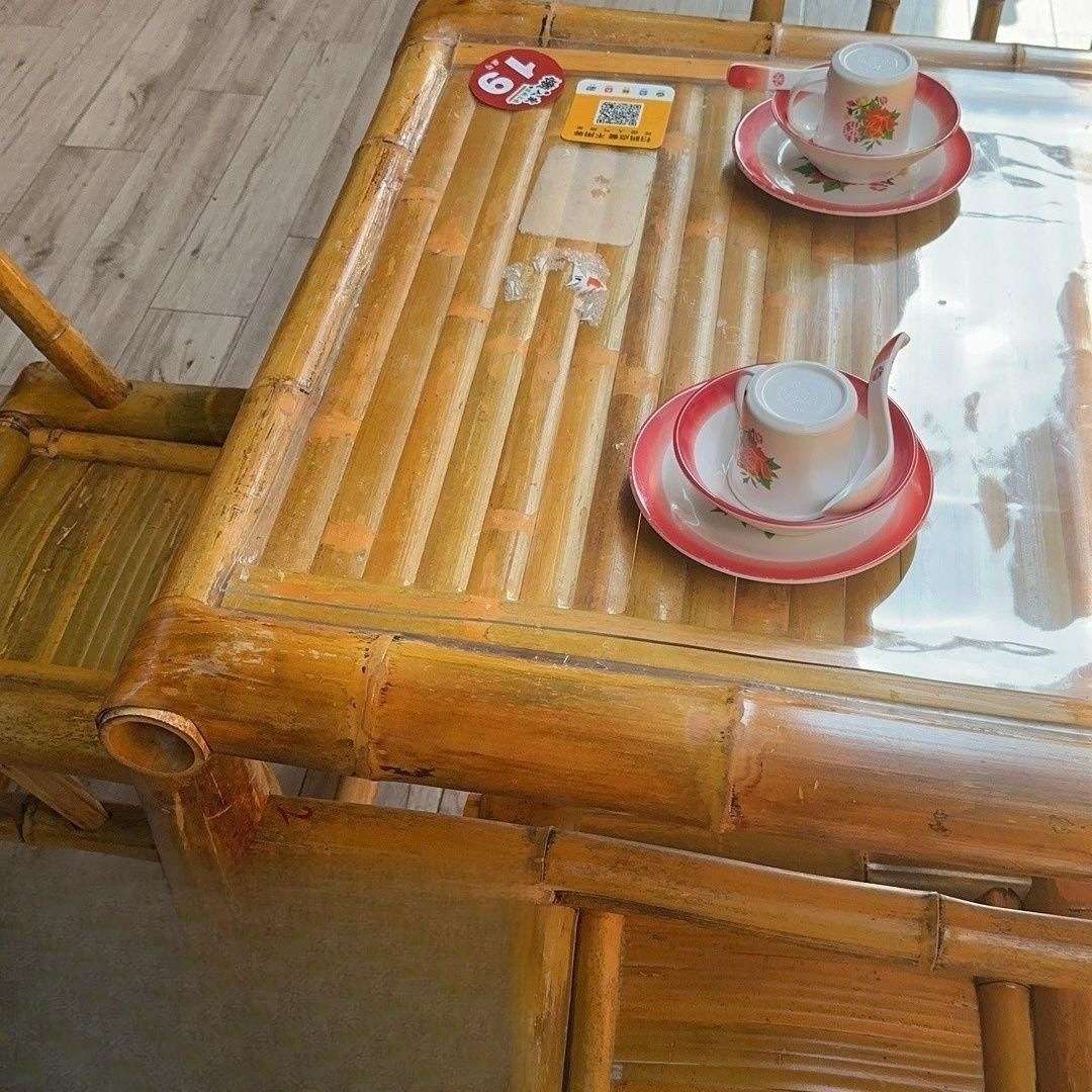 复古庭院竹桌椅组合竹椅子老式竹桌子户外方桌茶桌茶几竹制品家具