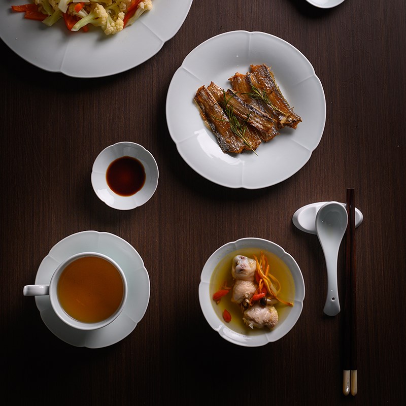山水一间酒店摆台餐具青瓷菜碟中式创意个性简约深汤盘平盘浅盘