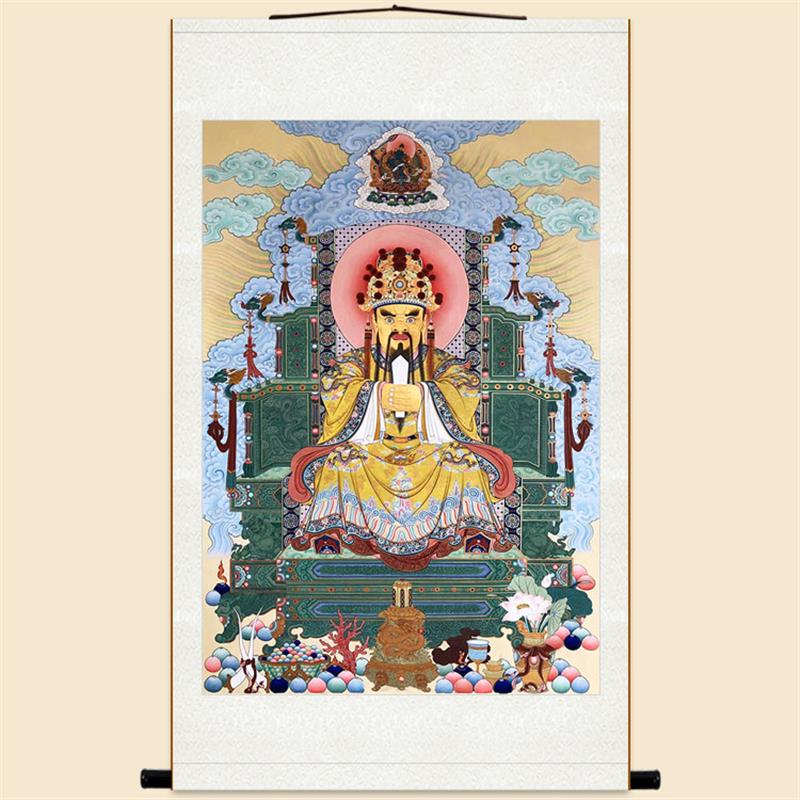 龙五爷画像 财神卷轴挂画 绢布材质中式复古装饰字画来图定制订做