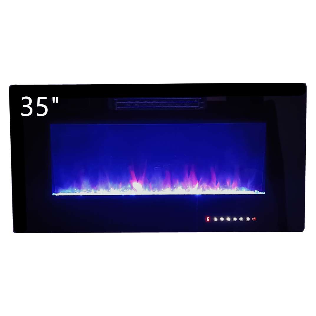 跨境电商 35寸家用嵌入壁挂式超薄LED电子装饰取暖器3D电子壁炉