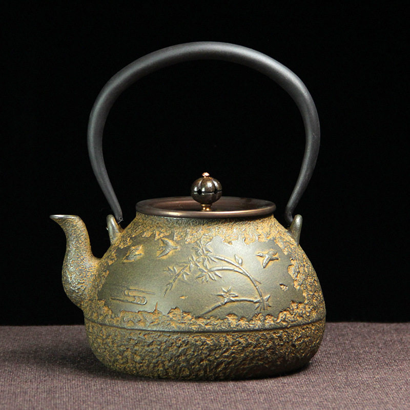 黄肌色纯手工生铁壶铸铁茶具家用养生纯煮水泡茶无涂层铁茶壶茶具