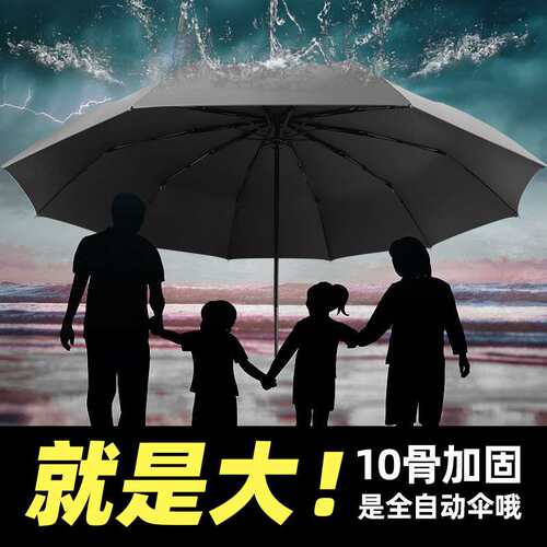 125cm全自动雨伞男大号双人加厚印制logo广告伞遮阳防晒伞50UPF