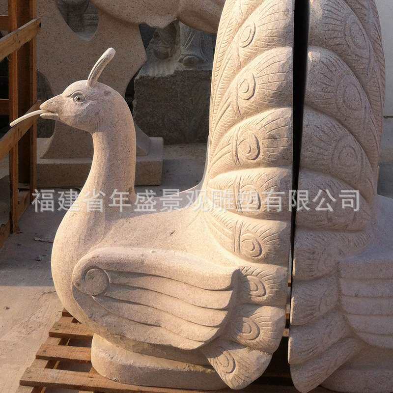 大理石孔雀开屏雕刻 公园小区景观装饰喷水石雕动物 户外观赏雕塑