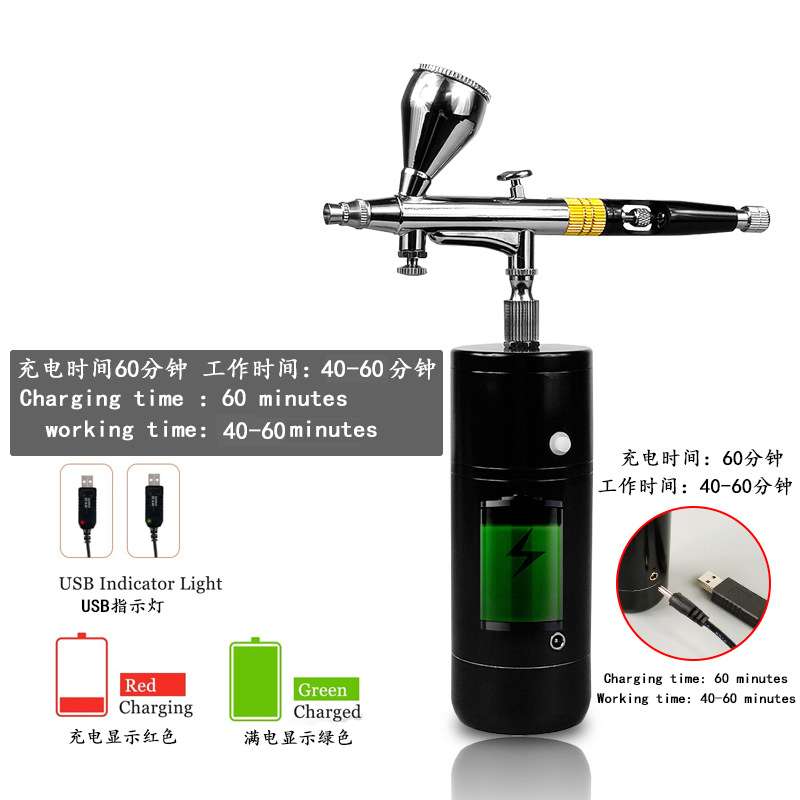 亚马逊 eaby热销自动停启充电式电动小喷笔气泵套装模型喷漆上色