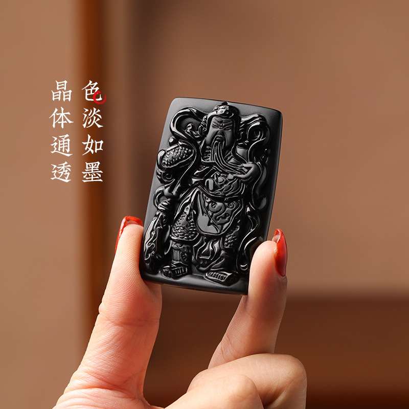 黑曜石关公汽车挂件车内吊饰品高档男士车载挂饰出入平安2024新款