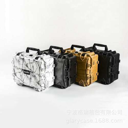 GLARY大理石纹户外防水防撞塑料仪器箱堆叠组合式工具箱pp塑料箱