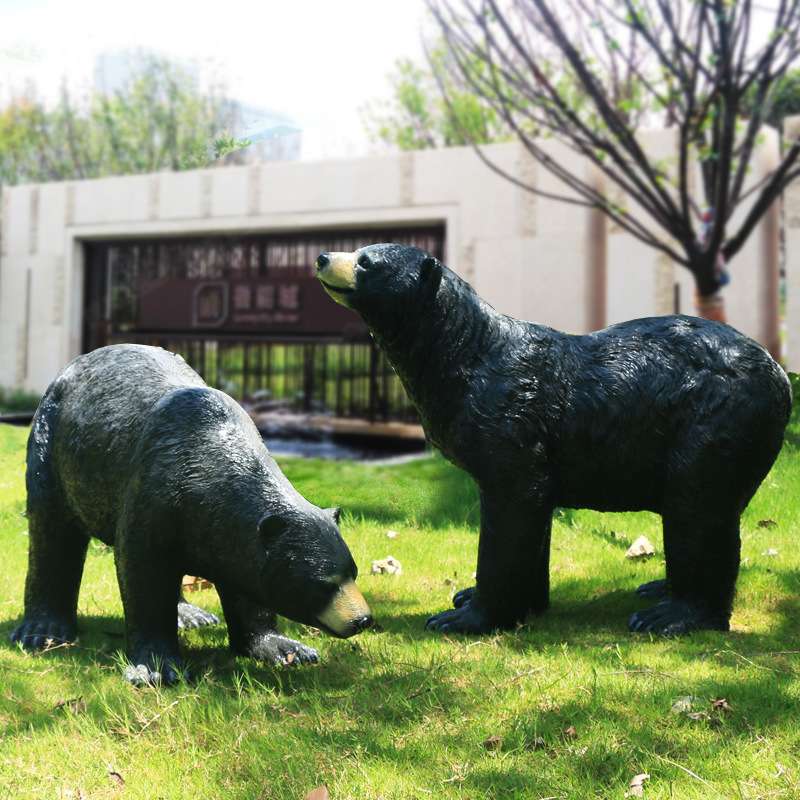 仿真北极熊摆件户外玻璃钢动物雕塑园林景观商场酒店雪景装饰美陈
