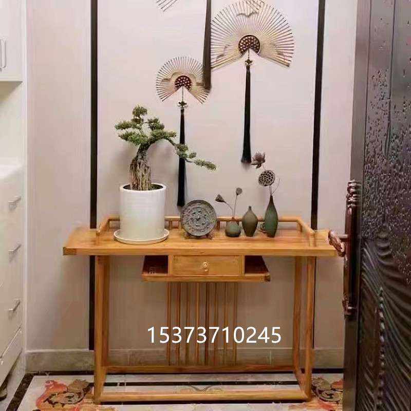 新中式玄关桌玄关柜入户实木简约老榆木玄关台隔断禅意条桌几条案