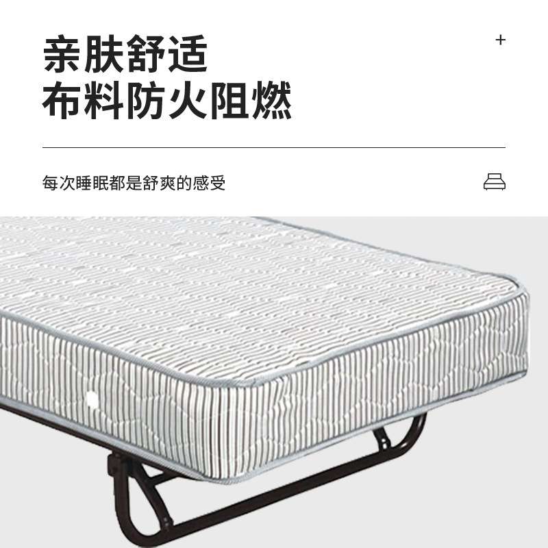北欧家居酒店床脚可折叠弹簧床垫儿童床公寓床家具铁艺床架美式床
