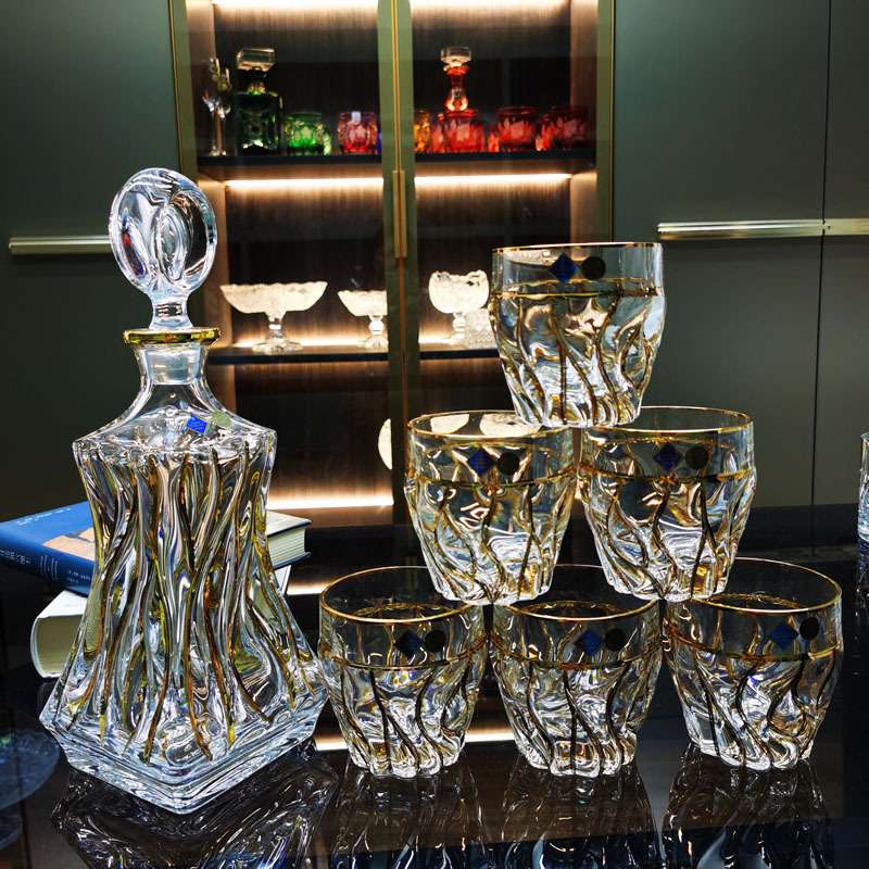 捷克BOHEMIA波西米亚原装进口水晶玻璃酒具套装 新款描金酒杯酒具