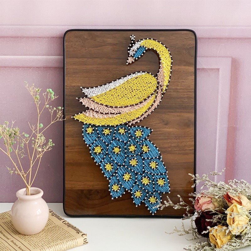 宇航员弦丝画解闷diy手工创意礼物钉子画绕线画材料包圆形装饰画