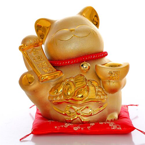 金色招财猫摆件大号陶瓷储蓄罐招财猫开业礼好运招财11寸12寸